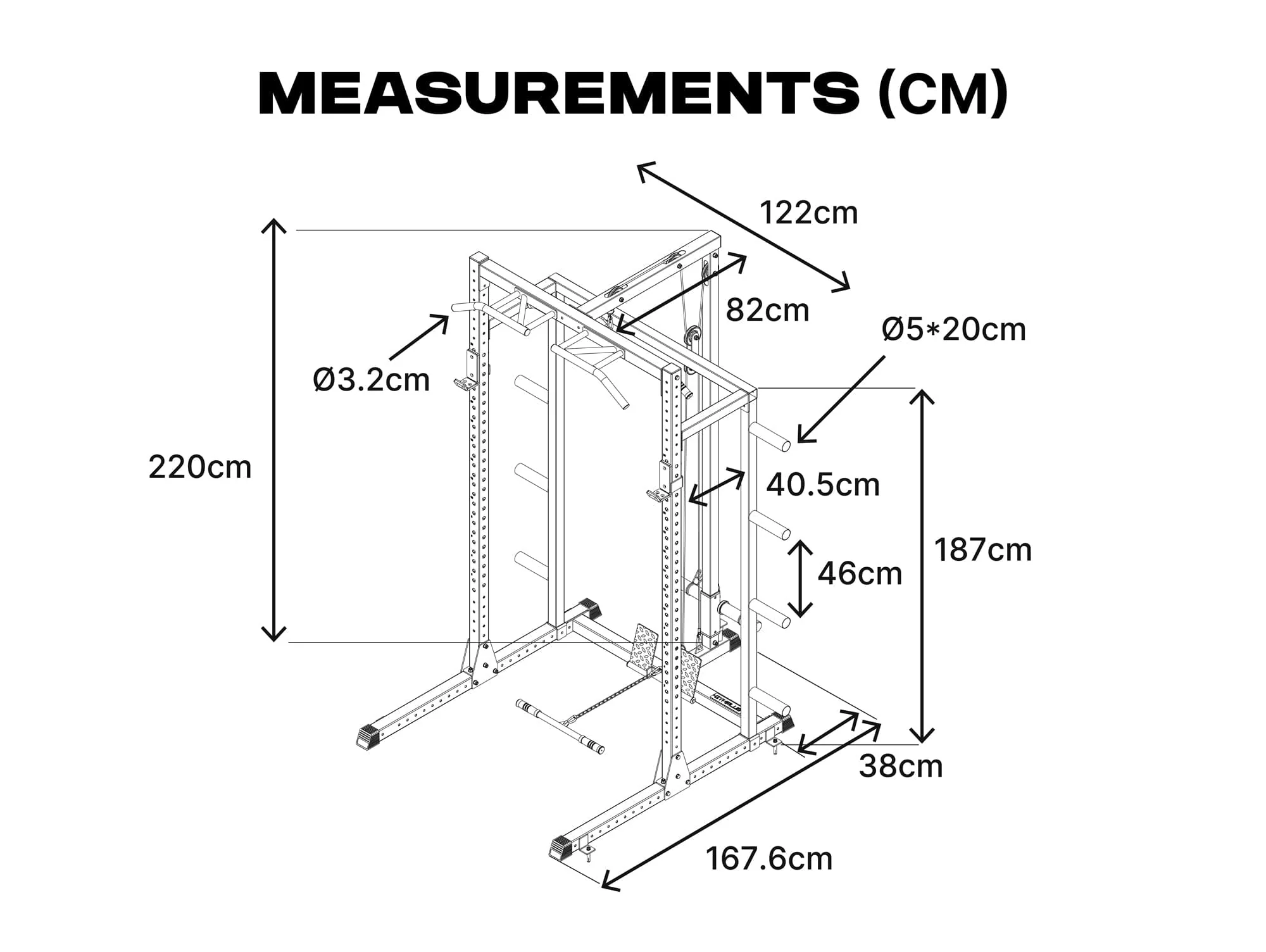 Half Power Rack with Storage and Cable System Option - HR2300 - Image 21