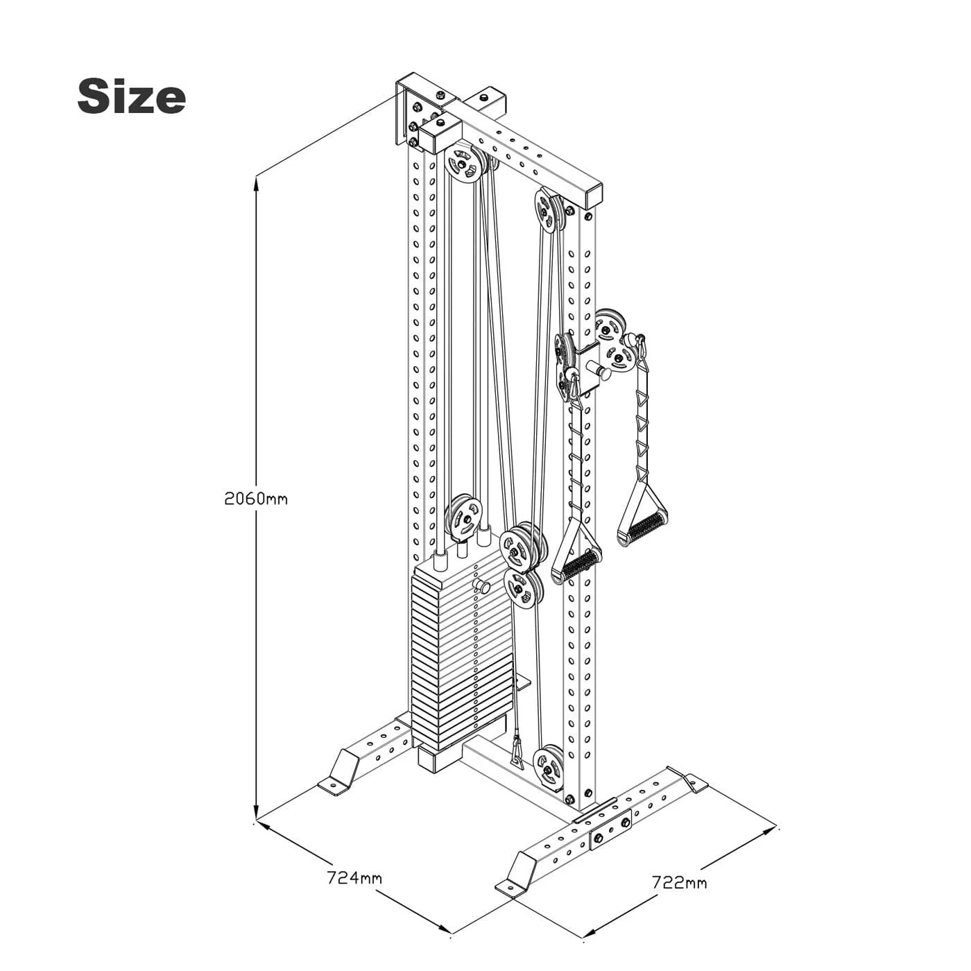 L4 Pro Series Wall Mount Cable Tower With Weight Stack - Aluminium Pulley Wheels - Image 10