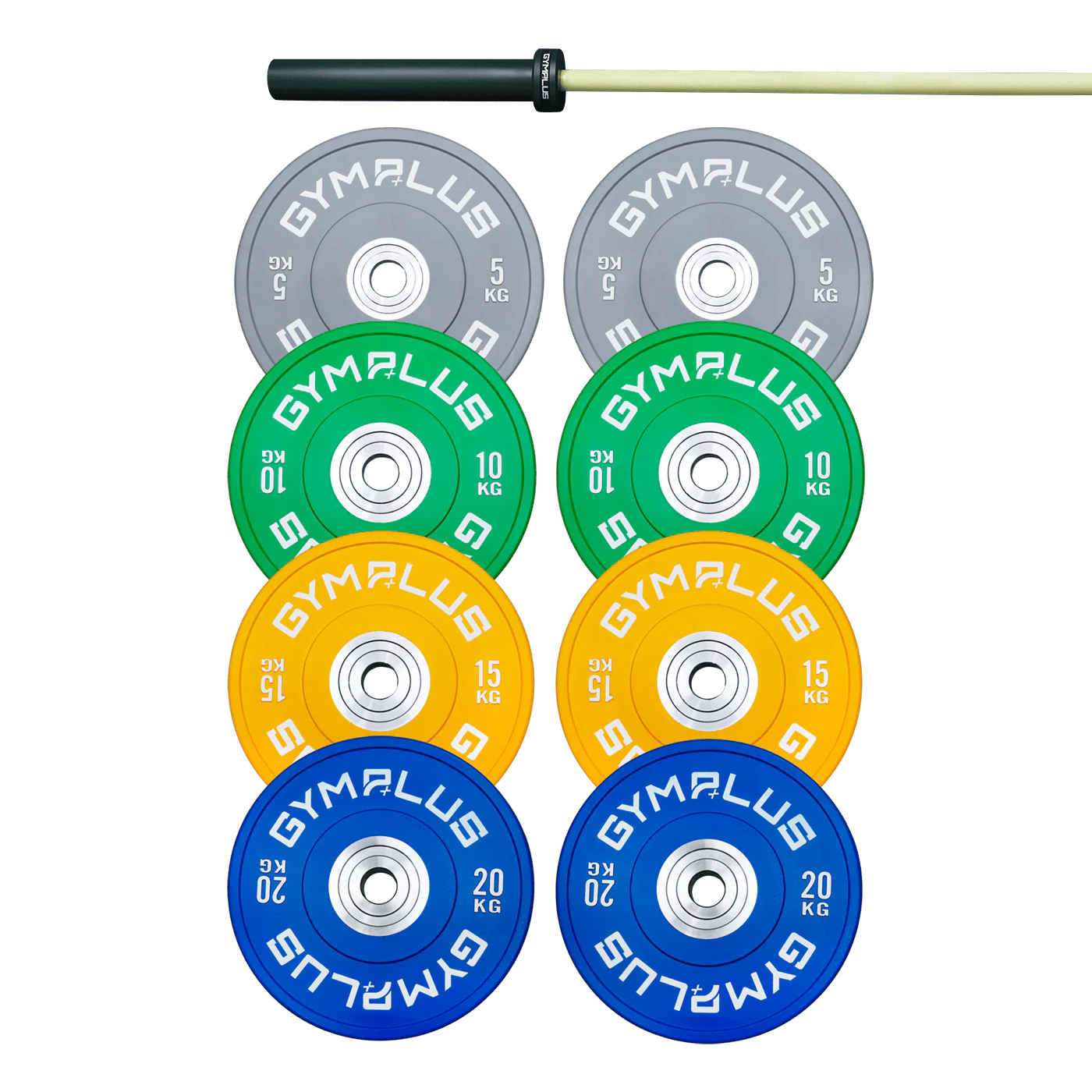 Evolve Olympic Bar 15KG and Bumper Plate Set