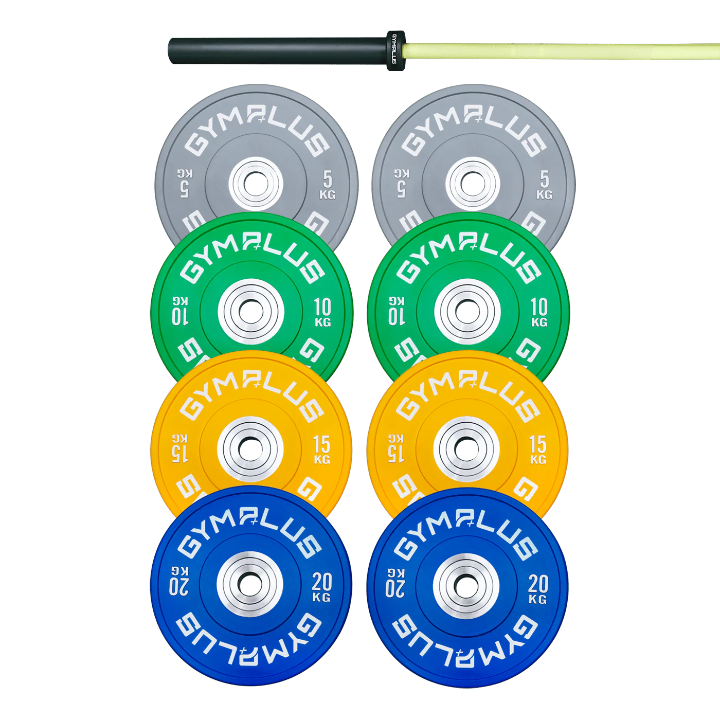Evolve Olympic Bar 20KG and Bumper Plate Set