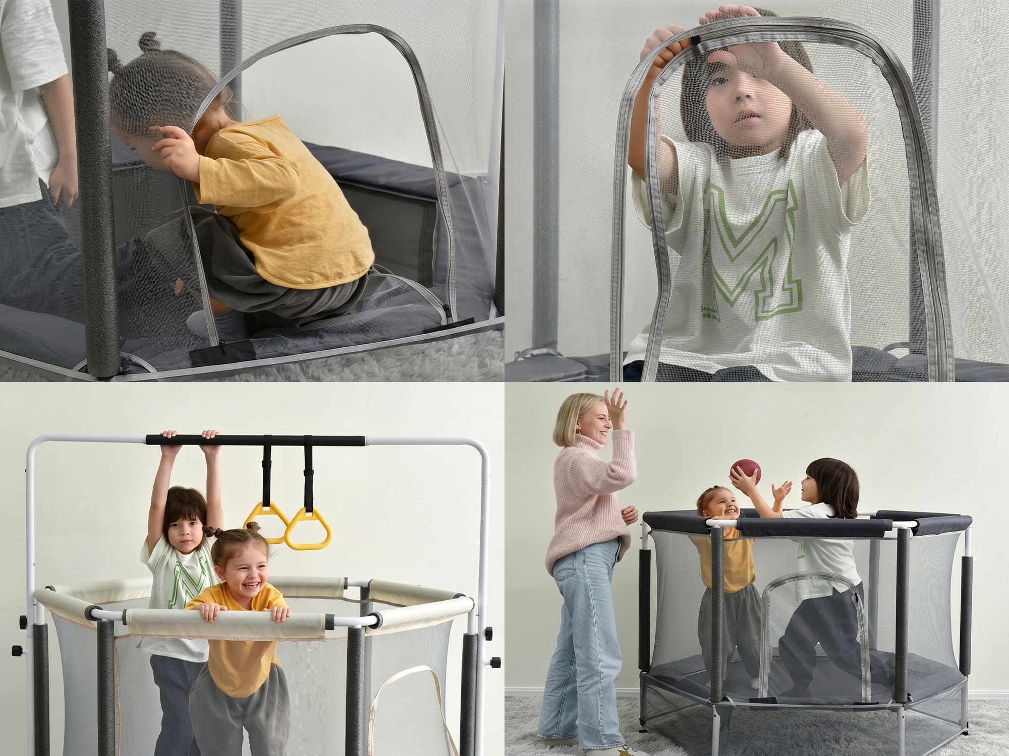 MEMAX Kids Indoor Trampoline - with Horizontal Bar - Image 4
