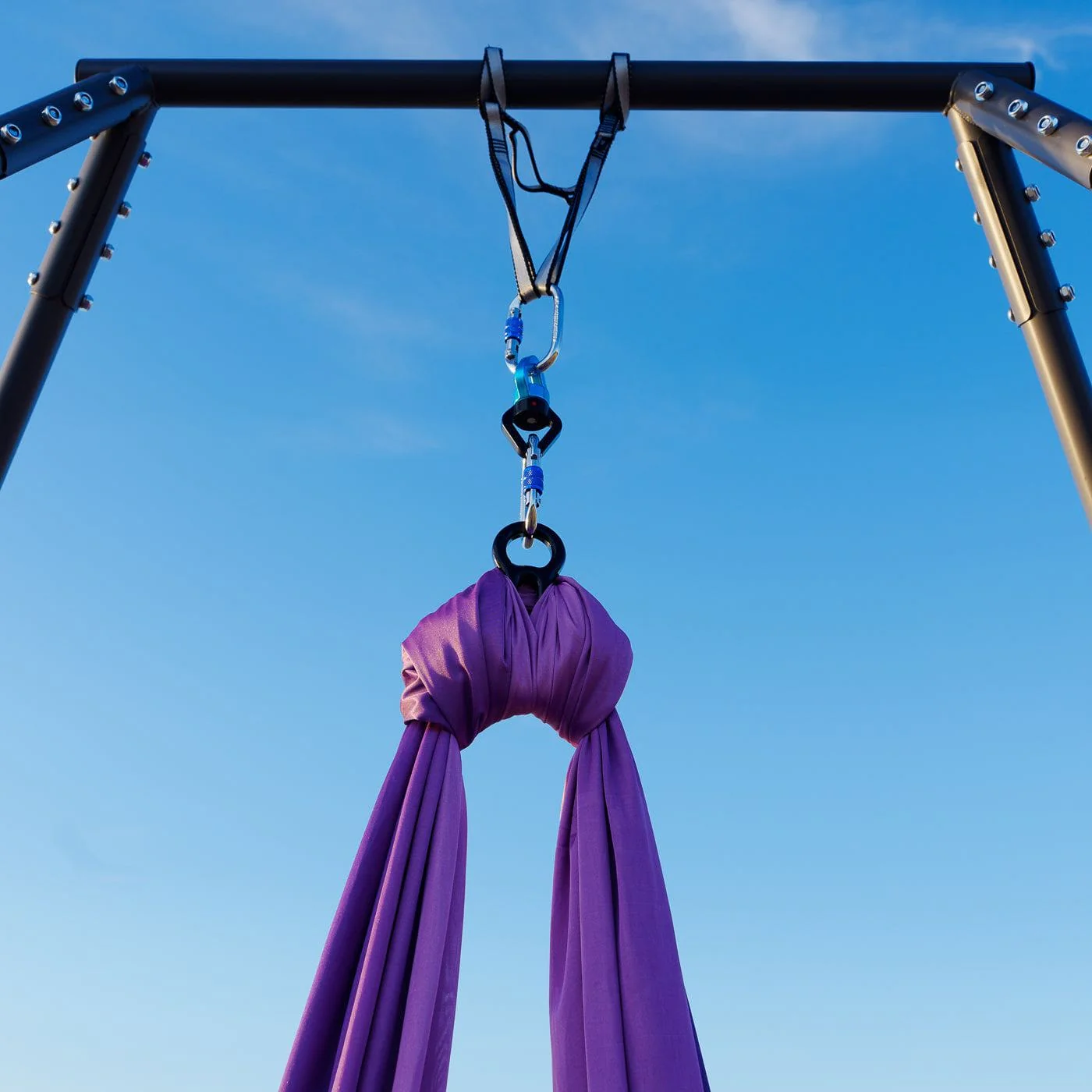 MEMAX Aerial Silks Yoga Swing Hammock Set - 100% Luxury Nylon Tricot Silks, Full Rigging Hardware - Image 5