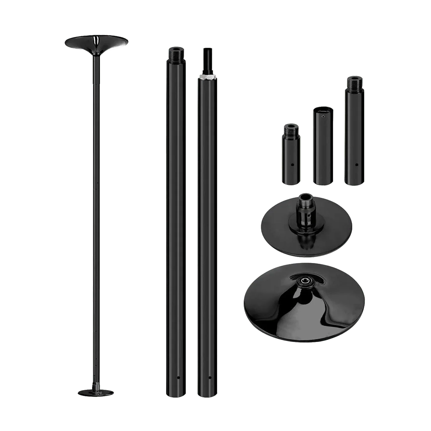 MEMAX Portable Dancing Pole - Static and Spinning - Black