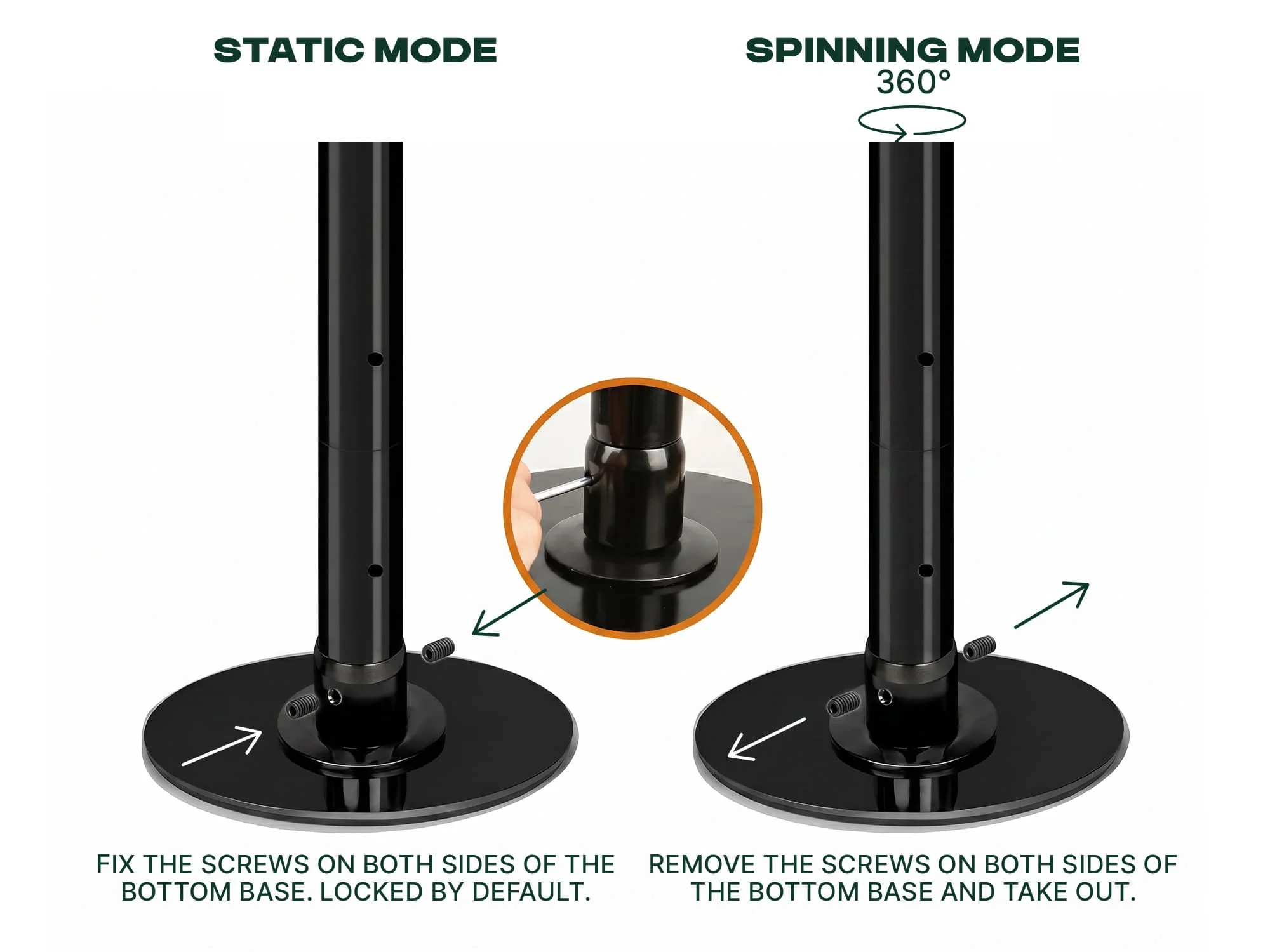 MEMAX Portable Dancing Pole - Static and Spinning - Black - Image 6