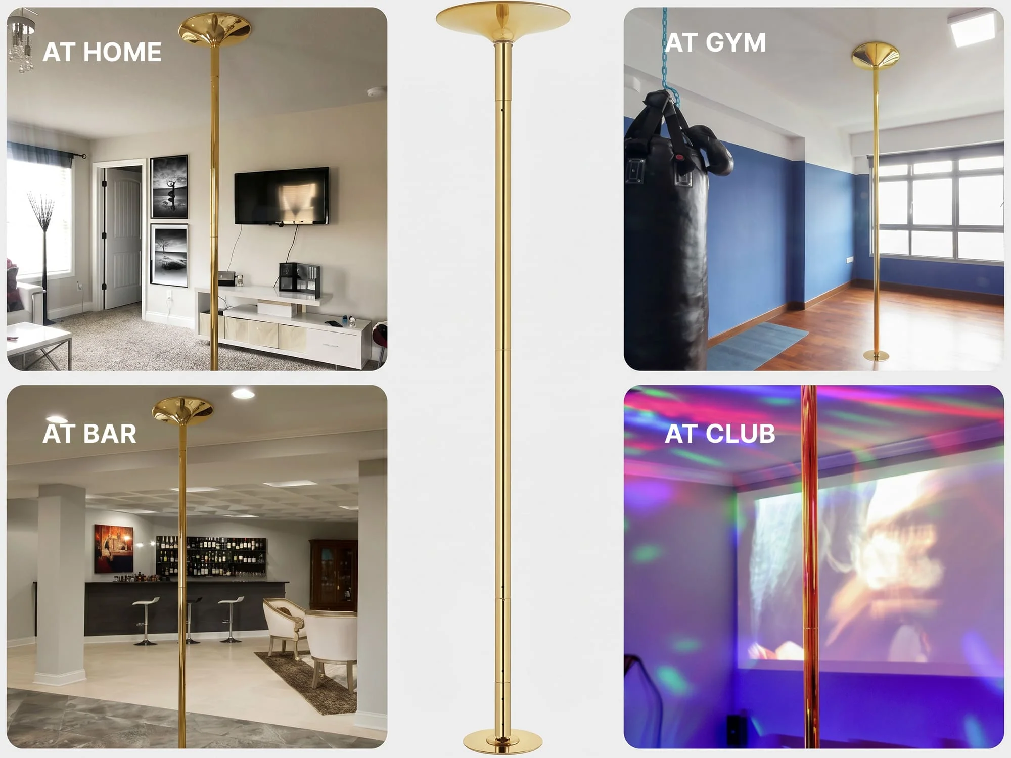 MEMAX Portable Dancing Pole - Static and Spinning - Gold - Image 8
