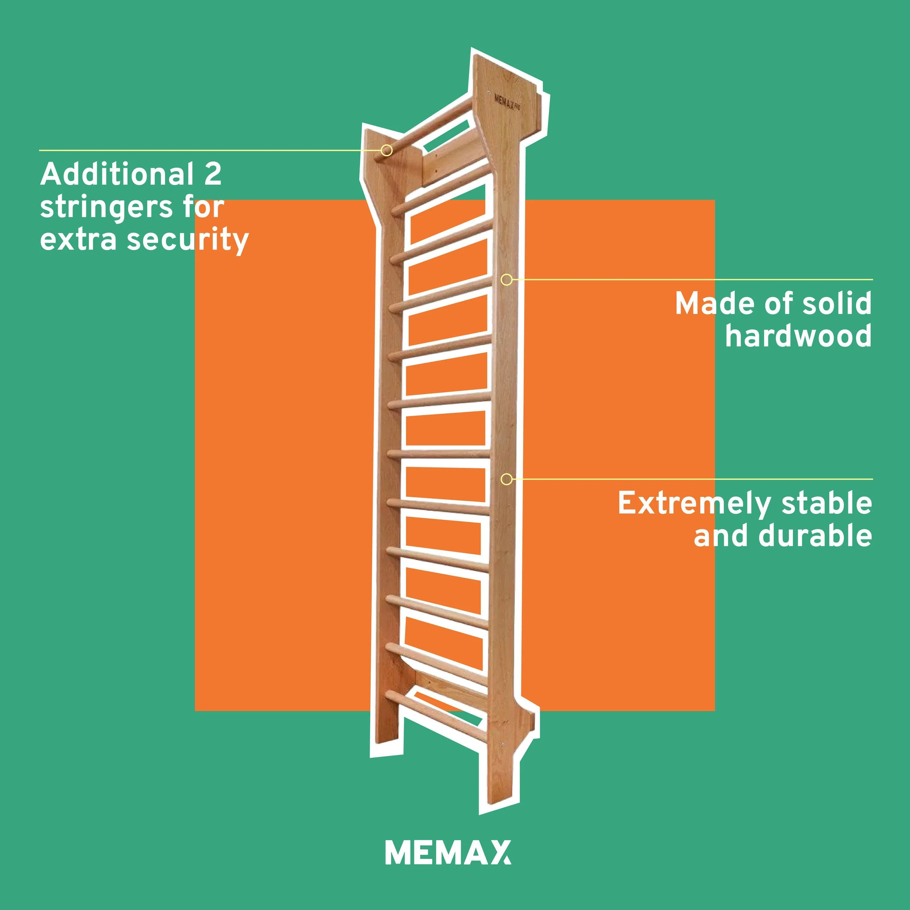 MEMAX Pro Hard Wood Wall Bars Stall Bars V2.0 - Image 2