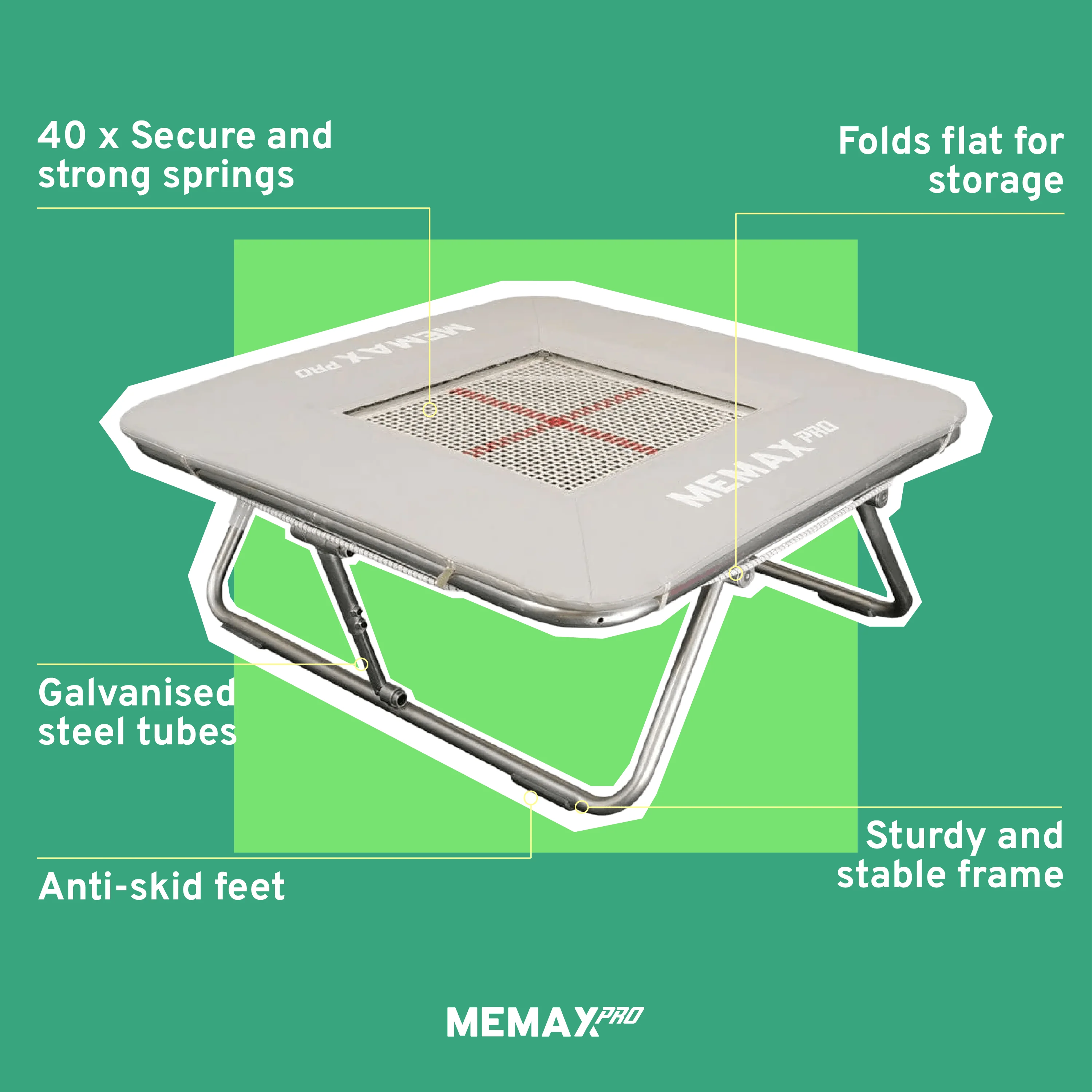 Mini Trampoline with Safety Mat - MEMAX Pro Series - Image 2
