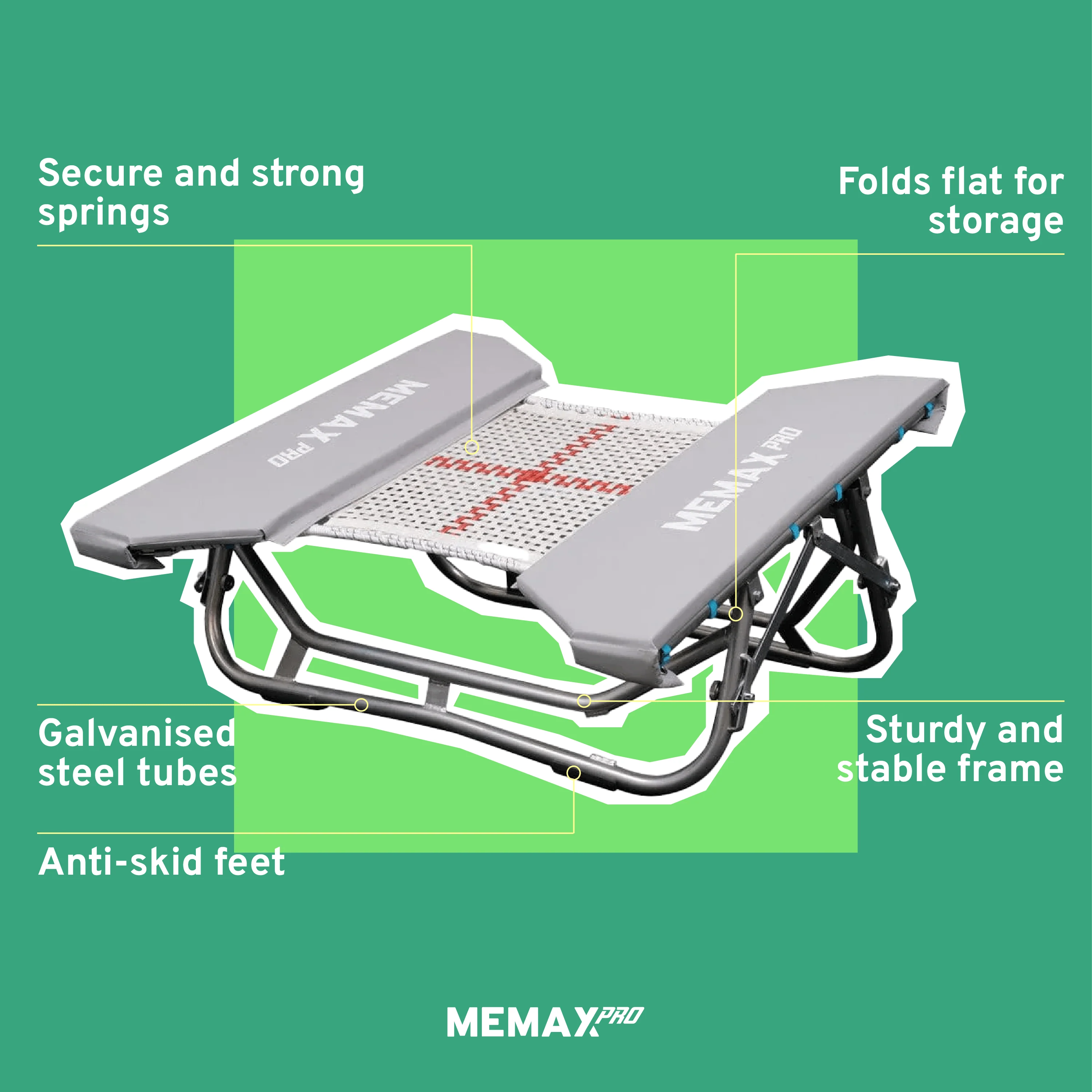 Open-End Incline Trampoline with Safety Mat - 120x120cm - MEMAX Pro Series - Image 2