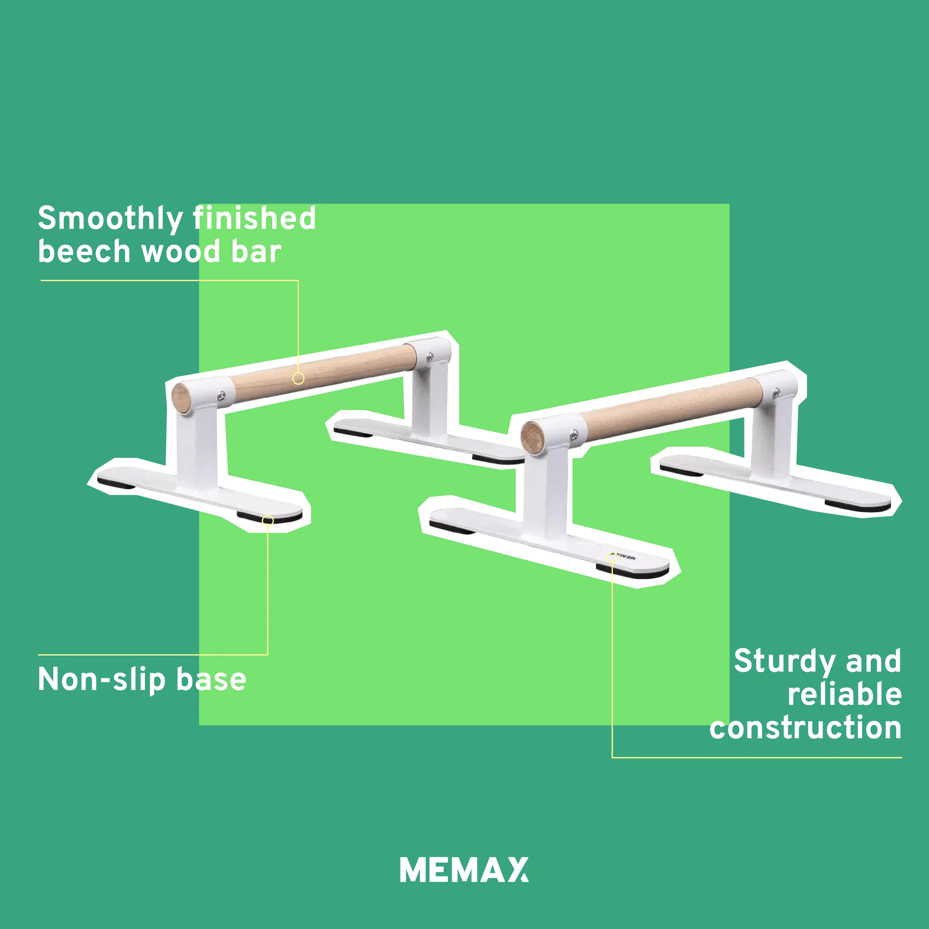 MEMAX Parallette Bars Push-up Stand Gymnastic Handstand Bars - Image 2