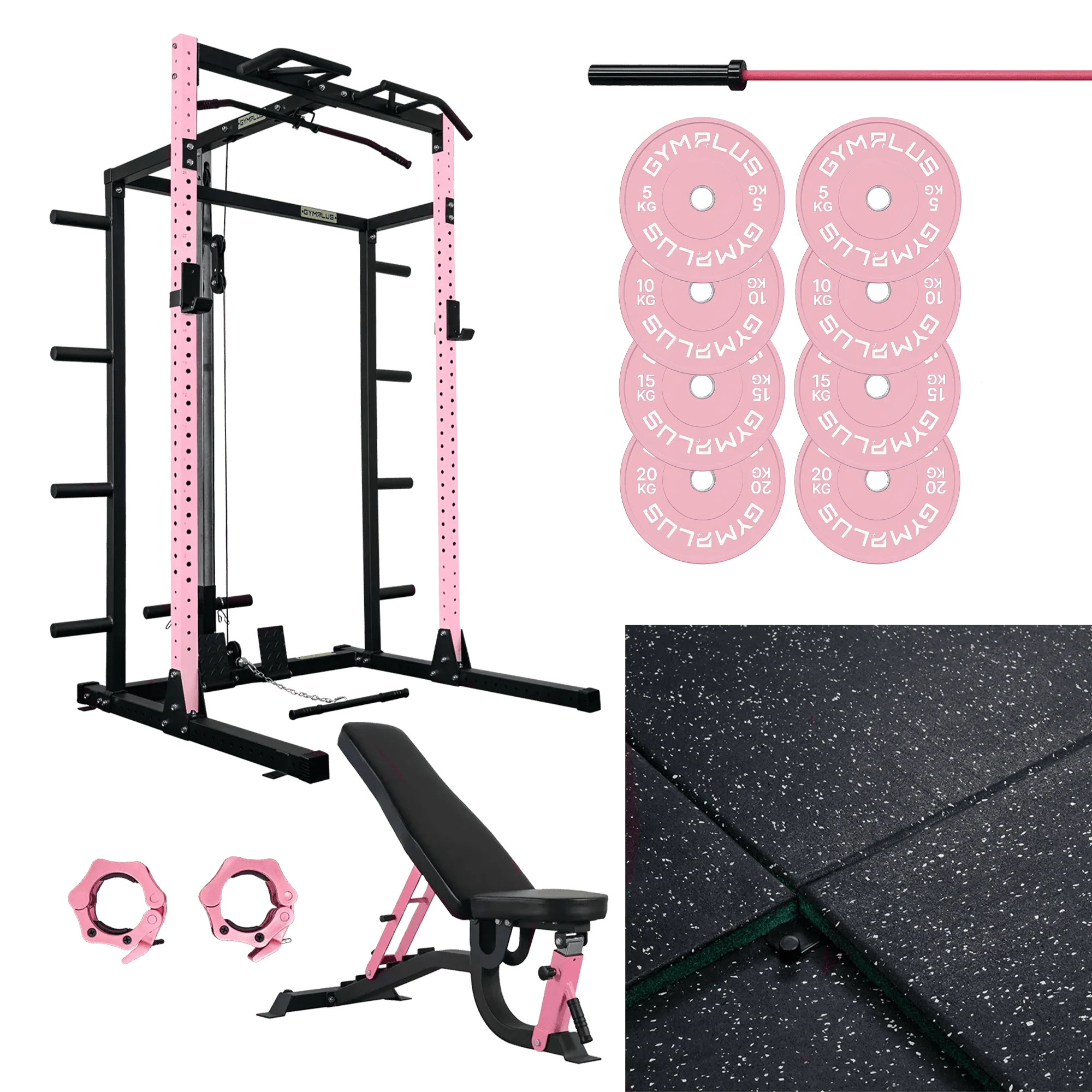 Pink Half Power Rack Garage Gym Package - Complete Setup