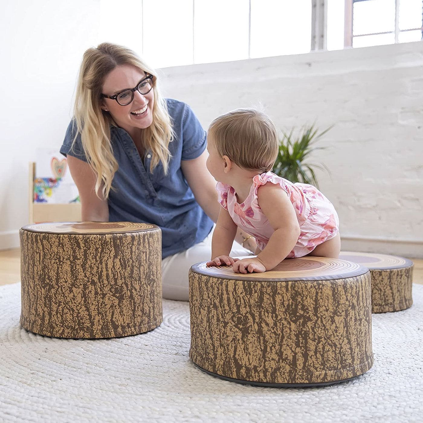 Tree Stump Stool Set, Toddler Climbing and Stepping Logs - 3 Pieces - Image 2