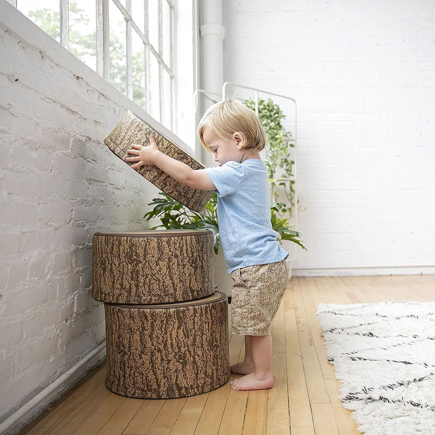 Tree Stump Stool Set, Toddler Climbing and Stepping Logs - 3 Pieces - Image 3