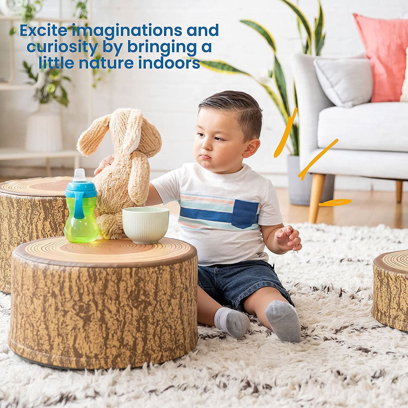 Tree Stump Stool Set, Toddler Climbing and Stepping Logs - 3 Pieces - Image 9