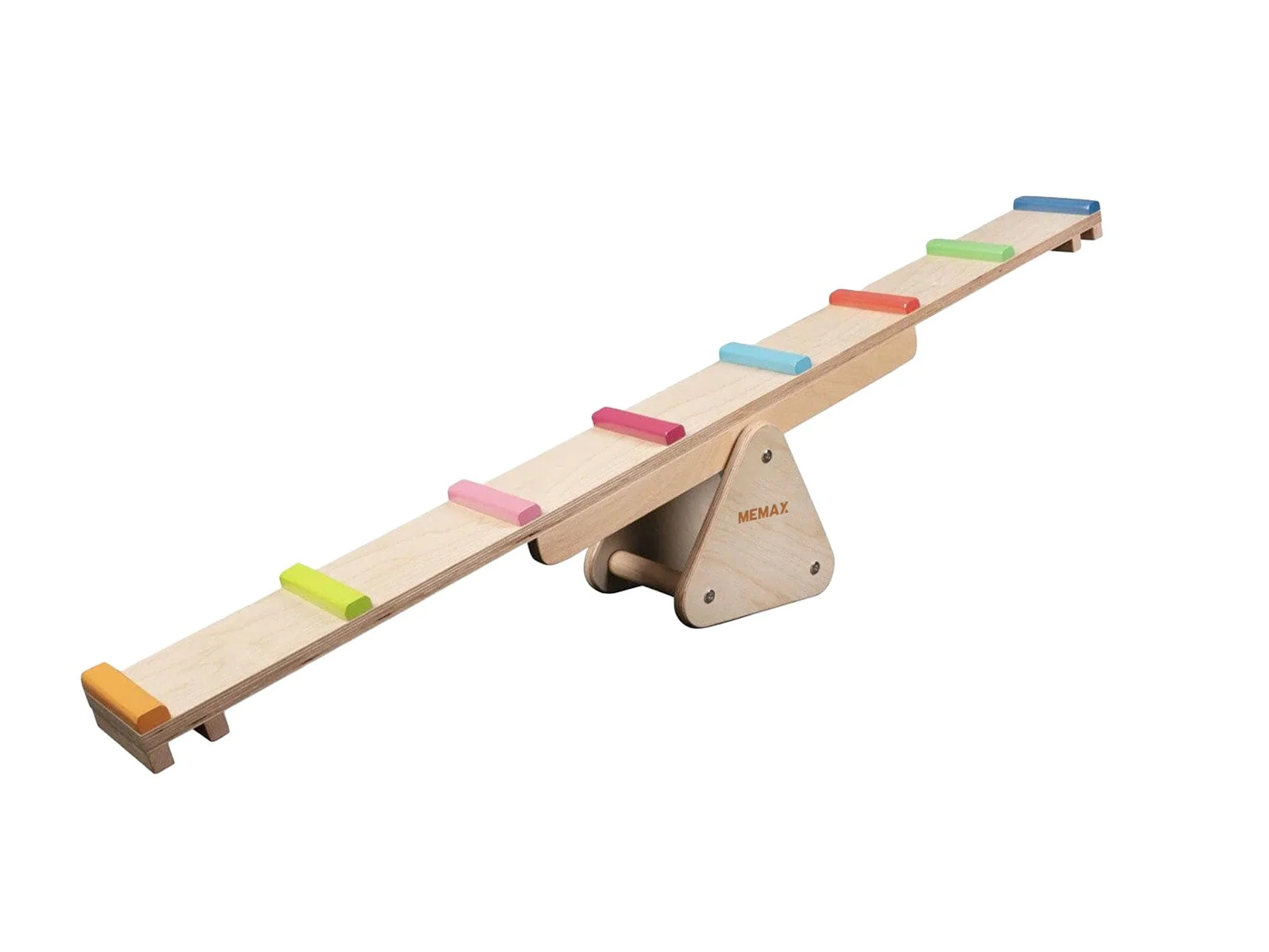 MEMAX 2-in-1 Wooden Seesaw and Rainbow Balance Bridge - Image 2